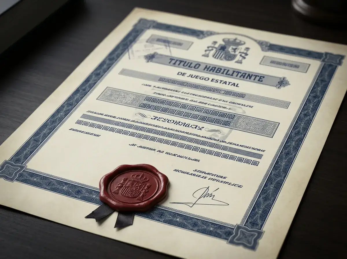 Documento sellado que representa el título habilitante para el juego de ámbito estatal